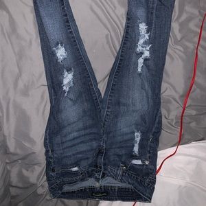 distressed blue jeans